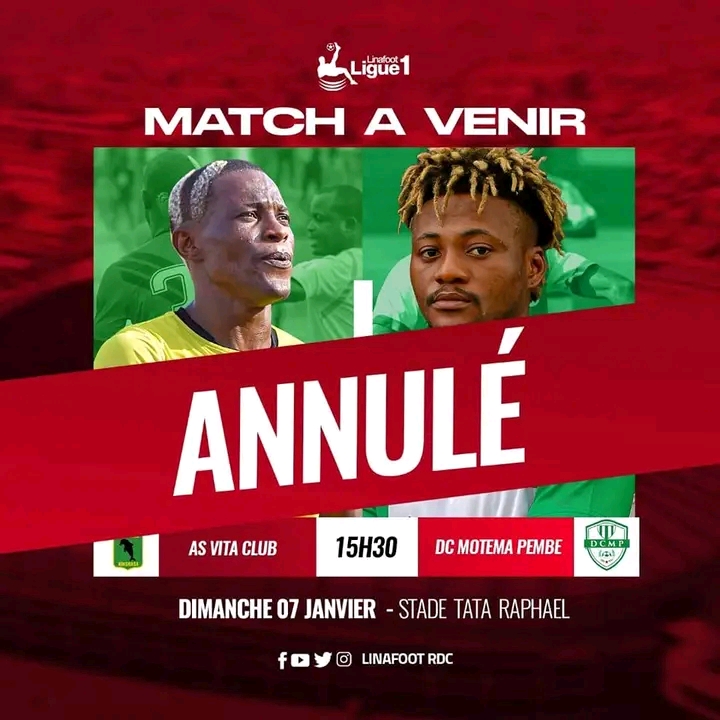 Linafoot :Après mazembe-Lupopo,le derby kinois entre le dcmp et l’as vitæ club reporté pour des raisons inconnues !